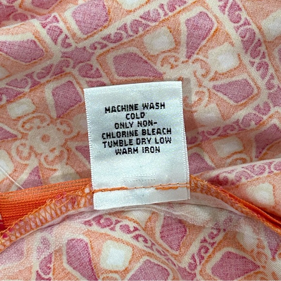 Talbots Petites Colorful Orange Top Split V Mock Neck 3/4 Sleeve Side Zip Sz XL - Picture 8 of 11